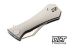 Auxiliary Manufacturing Pocket Bowie Deadhead Framelock - Milled Titanium - Stonewashed M390 Blade