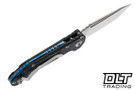 Microtech LUDT - Carbon Fiber Handle - Stonewashed Blade - Blue Accents - Marfione Select - 1136-10MS14