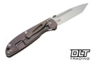 Hinderer Firetac Tanto 20CV - Bead Blasted Bronze Titanium - Bead Blasted Blade - Coyote & Black G-10 - Back