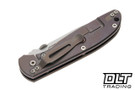 Hinderer Firetac Tanto 20CV - Bead Blasted Bronze Titanium - Bead Blasted Blade - Coyote & Black G-10
