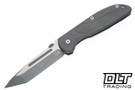 Hinderer Firetac Tanto 20CV - Working Finish Titanium - Two Tone Working Finish Blade - Working Finish Titanium Scale