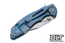Hinderer 3" XM-18 Bowie 20CV - Blue Titanium - Stonewashed Blade - Grey G-10 - Blue Hardware