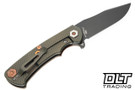 Hinderer Project X Clip Point MagnaCut - Battle Green Titanium - Battle Black Blade - Natural Micarta - Copper Hardware - Back