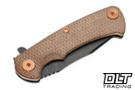 Hinderer Project X Clip Point MagnaCut - Battle Green Titanium - Battle Black Blade - Natural Micarta - Copper Hardware
