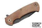 Hinderer Project X Clip Point MagnaCut - Bronze Titanium - Battle Black Blade - Natural Micarta - Bronze Hardware