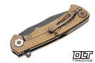Hinderer Project X Clip Point MagnaCut - Bronze Titanium - Battle Black Blade - Natural Micarta - Bronze Hardware