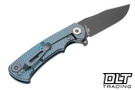 Hinderer Project X Clip Point MagnaCut - Battle Blue Titanium - Battle Black Blade - Arctic Storm Fat Carbon Scale - Blue Hardware - Back