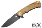 Hinderer Project X Clip Point MagnaCut - Bronze Titanium - Battle Black Blade - Bronze Horse Head Titanium Scale - Brass Hardware