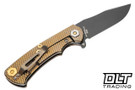 Hinderer Project X Clip Point MagnaCut - Bronze Titanium - Battle Black Blade - Bronze Horse Head Titanium Scale - Brass Hardware - Back