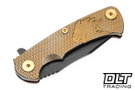 Hinderer Project X Clip Point MagnaCut - Bronze Titanium - Battle Black Blade - Bronze Horse Head Titanium Scale - Brass Hardware
