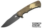 Hinderer Project X Clip Point MagnaCut - Battle Green Titanium - Battle Black Blade - Battle Green Titanium Horse Head Scale - Bronze Hardware