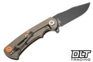 Hinderer Project X Clip Point MagnaCut - Bead Blasted Bronze Titanium - Battle Black Blade - Natural Micarta Scale - Copper Hardware - Back