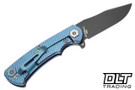 Hinderer Project X Clip Point MagnaCut - Blue & Purple Titanium - Battle Black Blade - Blue & Purple Titanium Horse Head Scale - Light Blue Hardware - Back