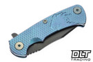 Hinderer Project X Clip Point MagnaCut - Blue & Purple Titanium - Battle Black Blade - Blue & Purple Titanium Horse Head Scale - Light Blue Hardware