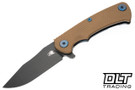 Hinderer Project X Clip Point MagnaCut - Blue & Bronze Titanium - Battle Black Blade - Coyote G-10 - Blue Hardware