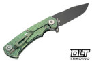 Hinderer Project X Clip Point MagnaCut - Green Titanium - Battle Black Blade - Green Fat Carbon Scale - Light Green Hardware - Back