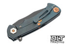 Hinderer Project X Clip Point MagnaCut - Light Battle Blue Titanium - Battle Black Blade - Light Battle Blue Titanium Horse Head Scale - Copper Hardware