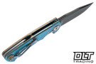 Hinderer Project X Clip Point MagnaCut - Teal & Bronze Titanium - Battle Black Blade - Natural Micarta Scale - Bronze Hardware