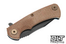 Hinderer Project X Clip Point MagnaCut - Teal & Bronze Titanium - Battle Black Blade - Natural Micarta Scale - Bronze Hardware