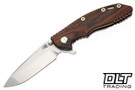Hinderer 3.25" XM-18 Spanto MagnaCut - Bead Blasted Bronze - Bead Blasted Blade - Cocobolo Scale - Light Green Hardware