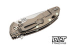 Hinderer 3.25" XM-18 Spanto MagnaCut - Bead Blasted Bronze - Bead Blasted Blade - Cocobolo Scale - Light Green Hardware