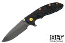 Hinderer 3.25" XM-18 Spanto MagnaCut - Light Battle Blue Titanium - Working Finish Blade - Marbled Scale - Light Bronze Hardware