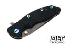 Hinderer 3.25" XM-18 Spanto MagnaCut - Battle Bronze Titanium - Working Finish Blade - Black G-10 - Blue Hardware