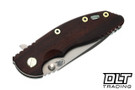 Hinderer 3.25" XM-18 Spanto MagnaCut - Bead Blasted Green Titanium - Bead Blasted Blade - Cocobolo Scale - Light Green Hardware