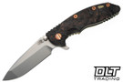 Hinderer 3.25" XM-18 Spanto MagnaCut - Bead Blasted Gold Titanium - Bead Blasted Blade - Black & Gold Marbled Scale - Copper Hardware