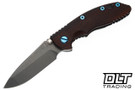 Hinderer 3.25" XM-18 Non Flipper Spanto MagnaCut - Battle Purple Titanium - Working Finish Blade - Cocobolo Scale - Blue Hardware