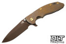 Hinderer 3.5" XM-18 Spanto 20CV - Textured Bronze Titanium - Oil Rubbed Bronze Blade - Textured Bronze Titanium Scale - Brass Hardware