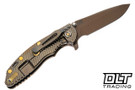 Hinderer 3.5" XM-18 Spanto 20CV - Textured Bronze Titanium - Oil Rubbed Bronze Blade - Textured Bronze Titanium Scale - Brass Hardware - Back