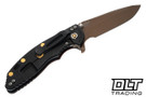 Hinderer 3.5" XM-18 Spanto 20CV - Battle Black Titanium - Oil Rubbed Bronze Blade - Macassar Ebony Scale - Brass Hardware - Back