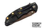 Hinderer 3.5" XM-18 Spanto 20CV - Battle Black Titanium - Oil Rubbed Bronze Blade - Macassar Ebony Scale - Brass Hardware