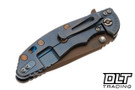 Hinderer 3.5" XM-18 Spanto 20CV - Bead Blasted Blue & Bronze Titanium & Backspacer - Oil Rubbed Bronze Blade - FDE G-10 - Bronze Hardware