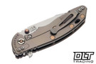 Hinderer 3.5" XM-18 Harpoon Spanto MagnaCut - Bead Blasted Bronze & Purple Horse Head Titanium - Bead Blasted Blade - Cocobolo Scale - Purple Hardware