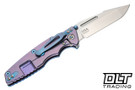 Hinderer Eklipse Non Flipper Skinny Fullered Harpoon Spanto MagnaCut - Blue & Purple Titanium - Stonewashed Blade - Blue G-10 - Blue Hardware - Back