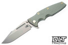 Hinderer Eklipse Skinny Fullered Harpoon Spanto MagnaCut - Bead Blasted Green Titanium - Bead Blasted Blade - Bead Blasted Green Titanium Scale - Light Green Hardware