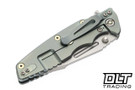 Hinderer Eklipse Skinny Fullered Harpoon Spanto MagnaCut - Bead Blasted Green Titanium - Bead Blasted Blade - Bead Blasted Green Titanium Scale - Light Green Hardware