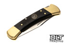 Buck 110 Folding Hunter 250th Anniversary Special Edition - Genuine Ebony Handle - 76 Medallion - Leather Sheath