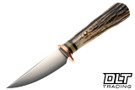 Rocco Handmade Pocket Knife - Sambar Stag Handle - Forest Green & Bone Linen Spacers