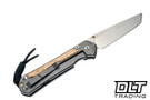 Chris Reeve Large Sebenza 31 - Tanto - Glass Blasted Titanium - Box Elder Inlay - #25 - Back