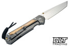 Chris Reeve Large Sebenza 31 - Tanto - Glass Blasted Titanium - Box Elder Inlay - #27 - Back