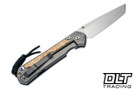 Chris Reeve Large Sebenza 31 - Tanto - Glass Blasted Titanium - Box Elder Inlay - #30 - Back