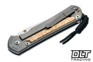 Chris Reeve Large Sebenza 31 - Tanto - Glass Blasted Titanium - Box Elder Inlay - #30