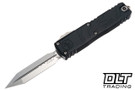 Microtech UTX-85 Spartan Gen VI - Black Topographic Deep Engraved Handle - Stonewashed Blade - 12304TP-10
