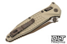 Microtech Socom Ram-Lok - Champagne Gold Frag Handle - Two Toned Blade - 160RL-1FRCG-C19Z23