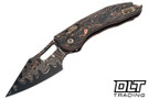 Microtech Stitch Ram-Lok - Live Wire Carbon Fiber - Bronze Titanium Accents - Baker Forge Coppermai Elite Damascus Blade - Marfione Select - 169RL-16MS2