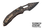 Microtech Stitch Ram-Lok - Live Wire Carbon Fiber - Bronze Titanium Accents - Baker Forge Coppermai Elite Damascus Blade - Marfione Select - 169RL-16MS2