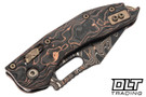 Microtech Stitch Ram-Lok - Live Wire Carbon Fiber - Bronze Titanium Accents - Baker Forge Coppermai Elite Damascus Blade - Marfione Select - 169RL-16MS2